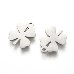 10pc 304 Stainless Steel Clover Charms 9x11mm